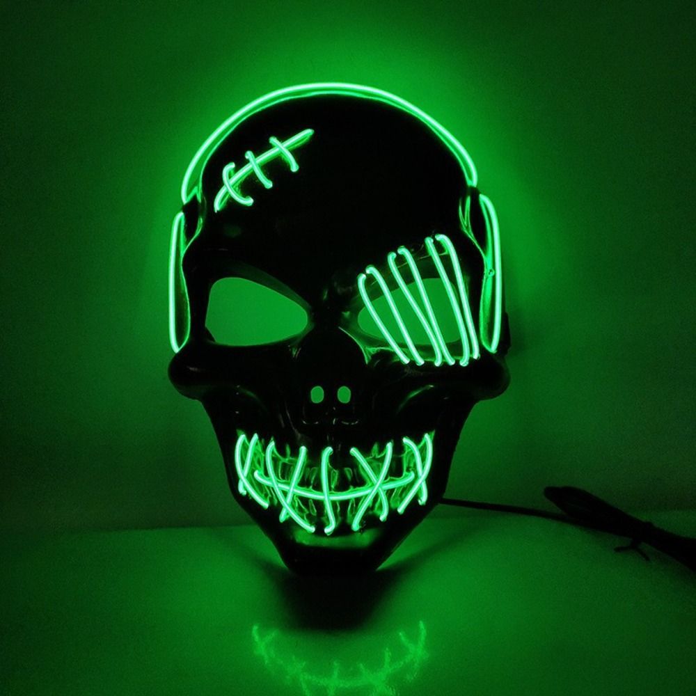 Led Purge Mask Halloween - قناع جمجمة قوطي مضيء للهالوين، قناع