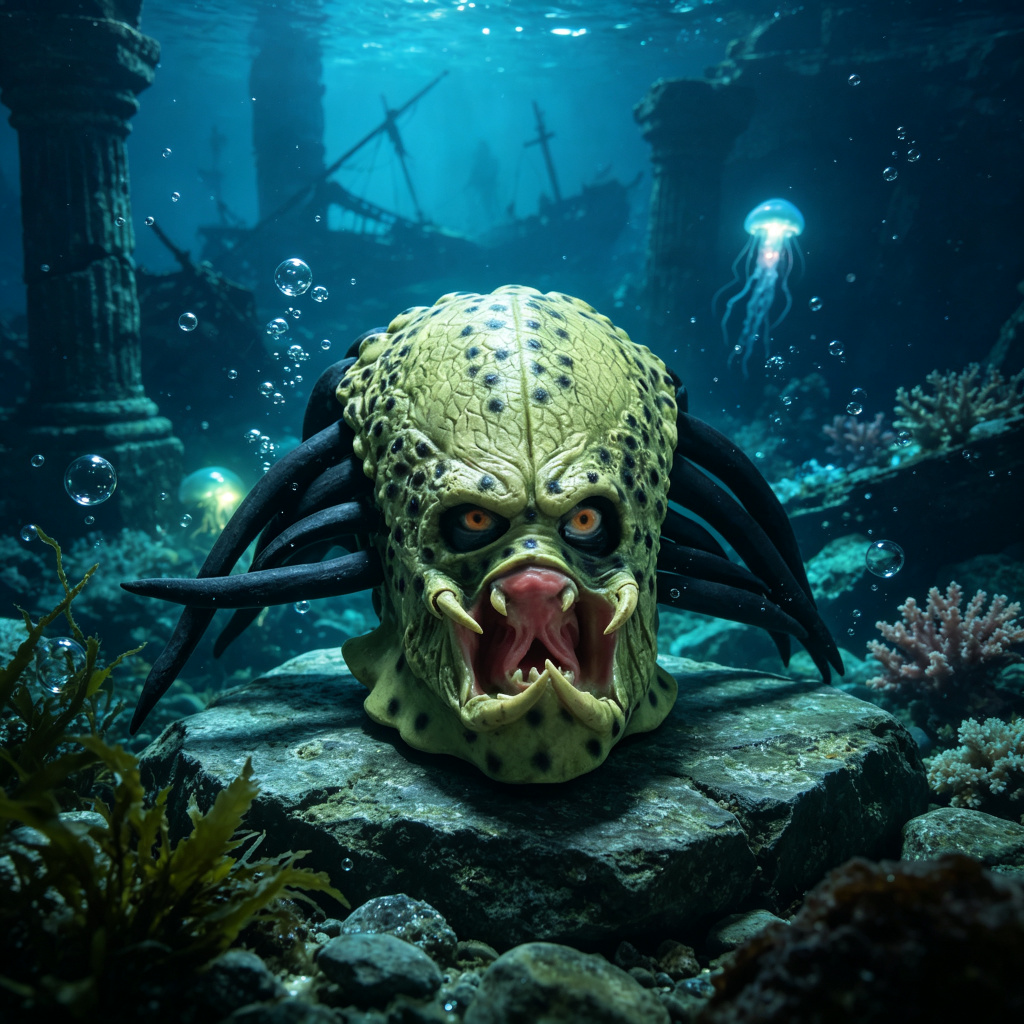 Latex Alien Mask Realistic - قناع رأس كامل واقعي بتصميم كائن