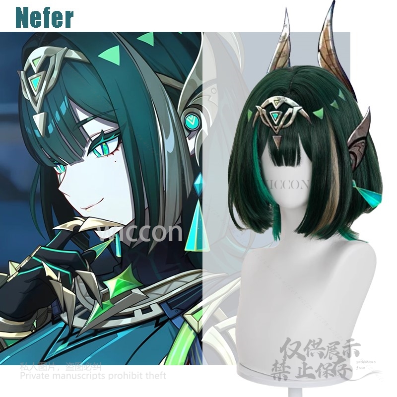 Anime Cosplay Wig Heat Resistant - أنيمي لعبة Genshin تأثير جديد Nefer