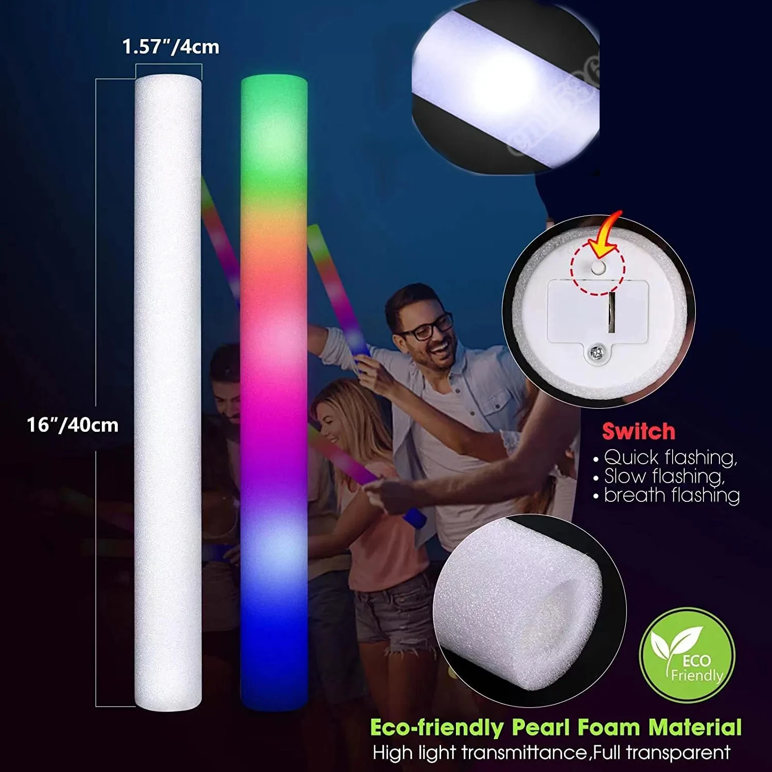 عصي إضاءة LED مضيئة، عصي إسفنج - مراجعة Flashing Led Foam Sticks Party وسعره