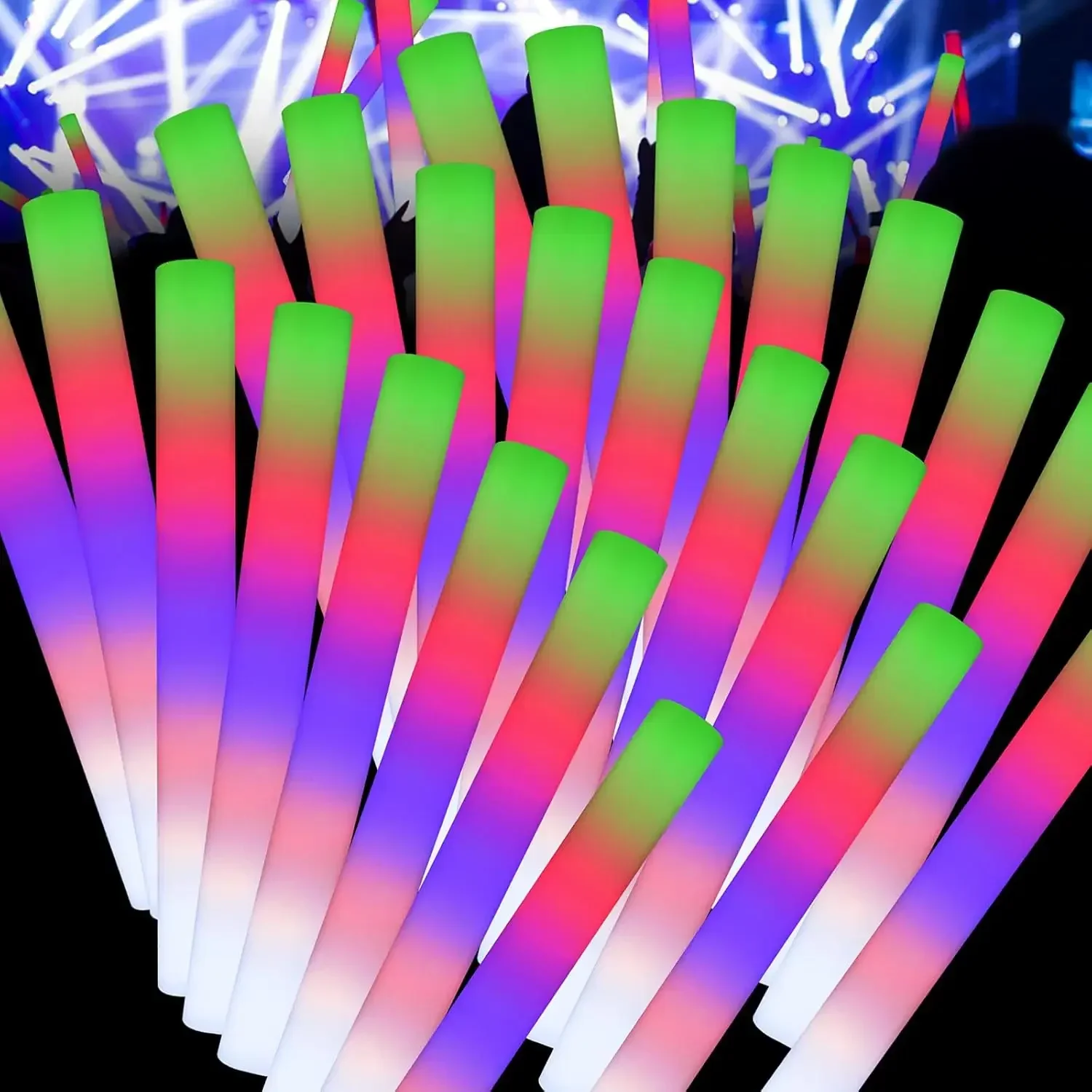 1Z-50 قطعة من عصي الإضاءة الرغ - مراجعة Flashing Led Foam Sticks Party وسعره