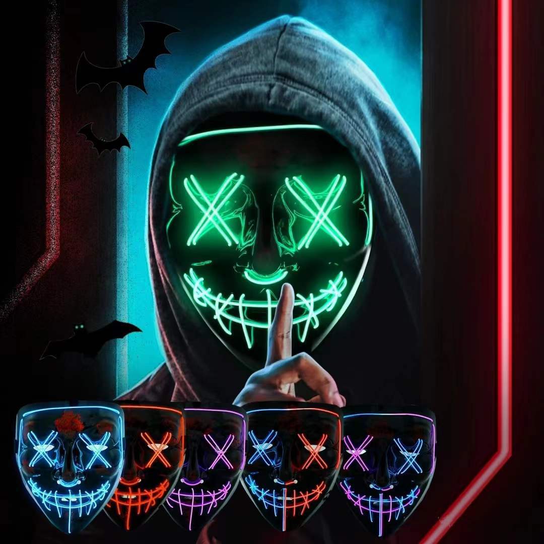 قناع نيون لاسلكي مضيء بتقنية L - مراجعة Led Purge Mask Halloween وسعره