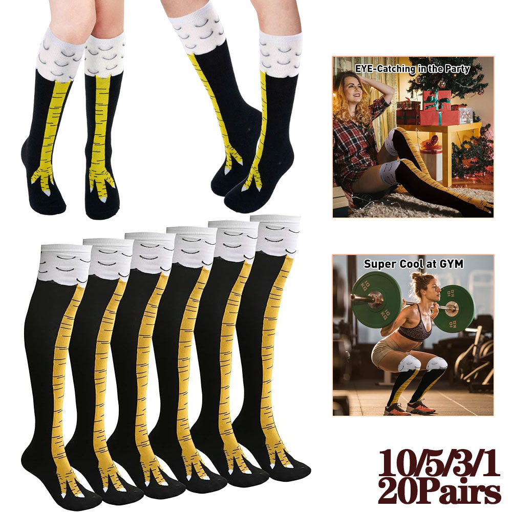 1-20Pairs مضحك ثلاثية الأبعاد  - مراجعة Funny Chicken Leg Socks وسعره