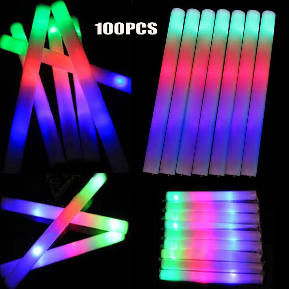 عصي مضيئة بالجملة 100 قطعة، عص - مراجعة Flashing Led Foam Sticks Party وسعره