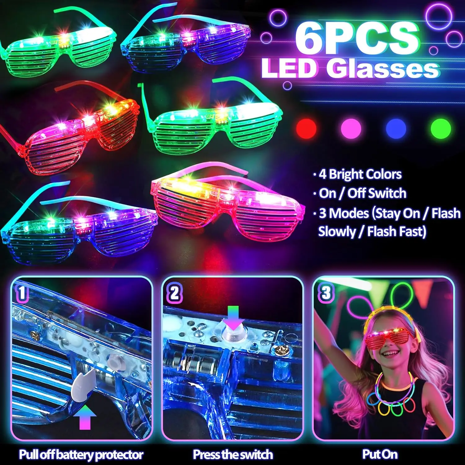 128 قطعة من النظارات المضيئة و - مراجعة Glow In The Dark Party Glasses وسعره