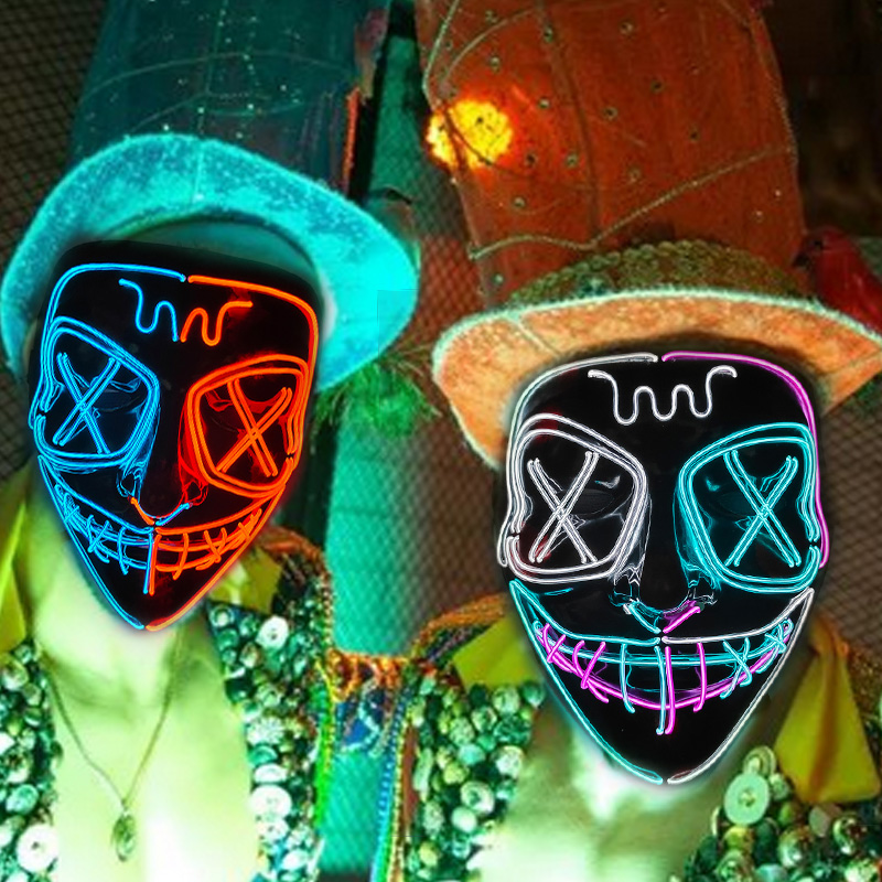قناع LED متوهج لاسلكي EL نيون  - مراجعة Led Purge Mask Halloween وسعره