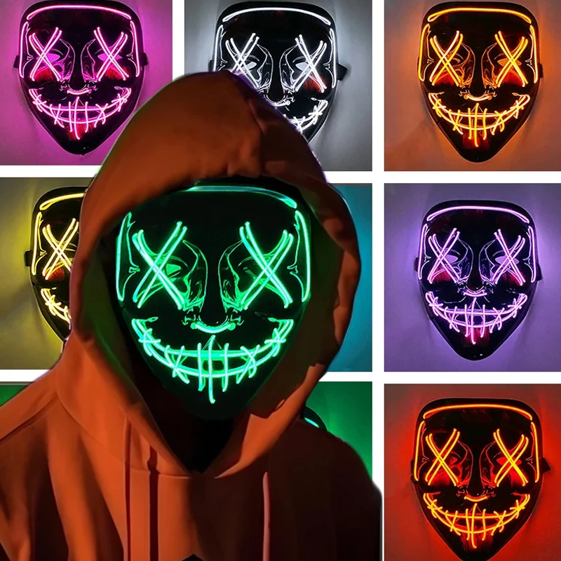قناع تنكري للهالوين المخيف يضي - مراجعة Led Purge Mask Halloween وسعره