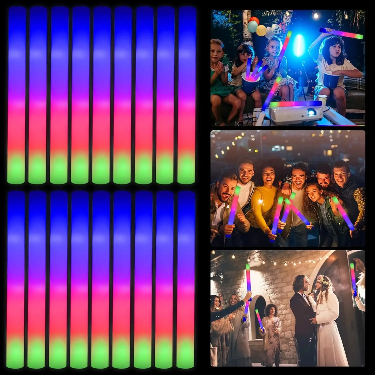 50 قطعة من عصي الإضاءة الرغوية - مراجعة Flashing Led Foam Sticks Party وسعره