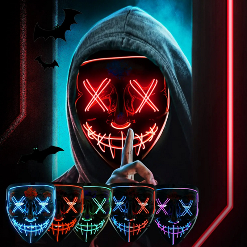 قناع الهالوين المخيف بتصميم في - مراجعة Led Purge Mask Halloween وسعره