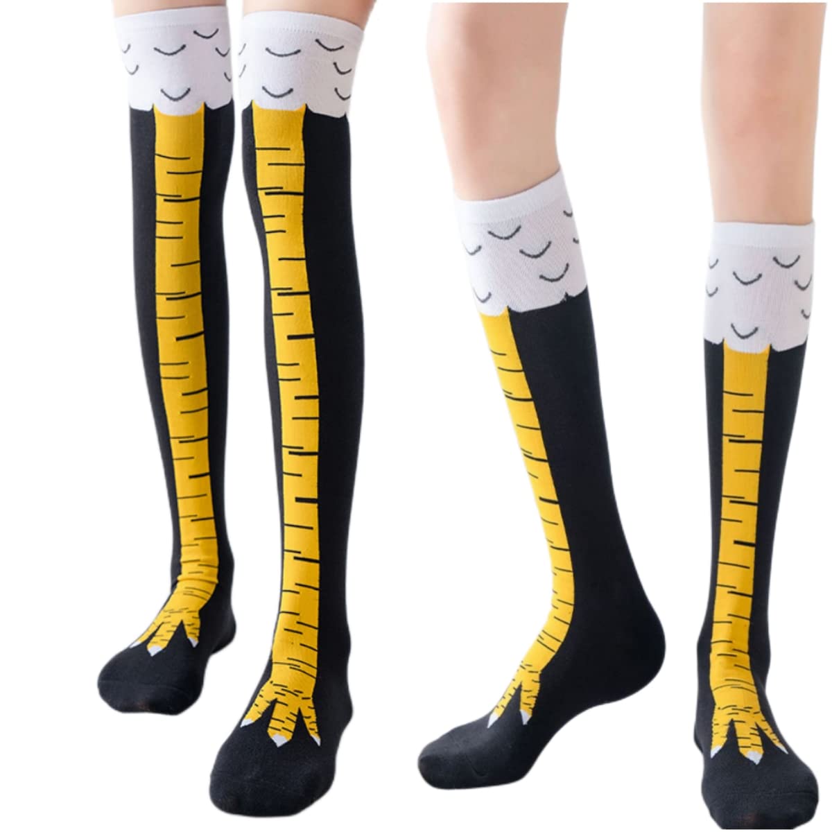 1/2 Pairs النساء جوارب طويلة إ - مراجعة Funny Chicken Leg Socks وسعره
