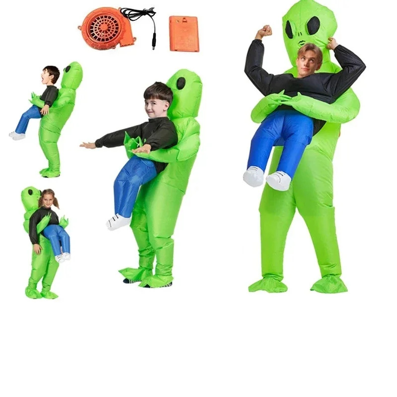 والوحش نفخ كاري الأخضر الغريبة - مراجعة Inflatable Dinosaur Costume Adult وسعره