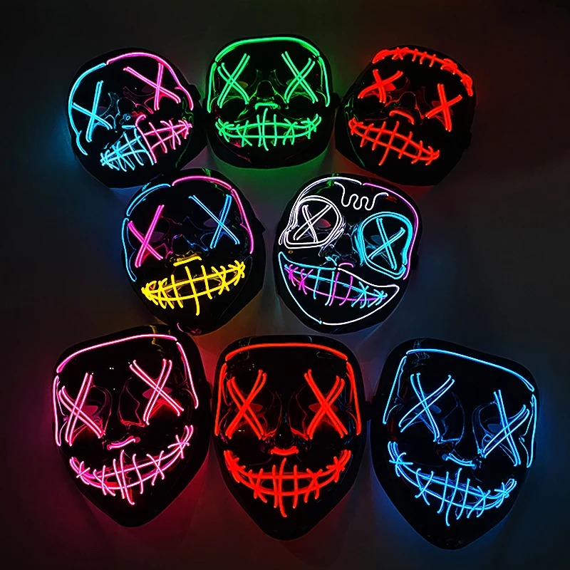قناع نيون لاسلكي بإضاءة LED مت - مراجعة Led Purge Mask Halloween وسعره