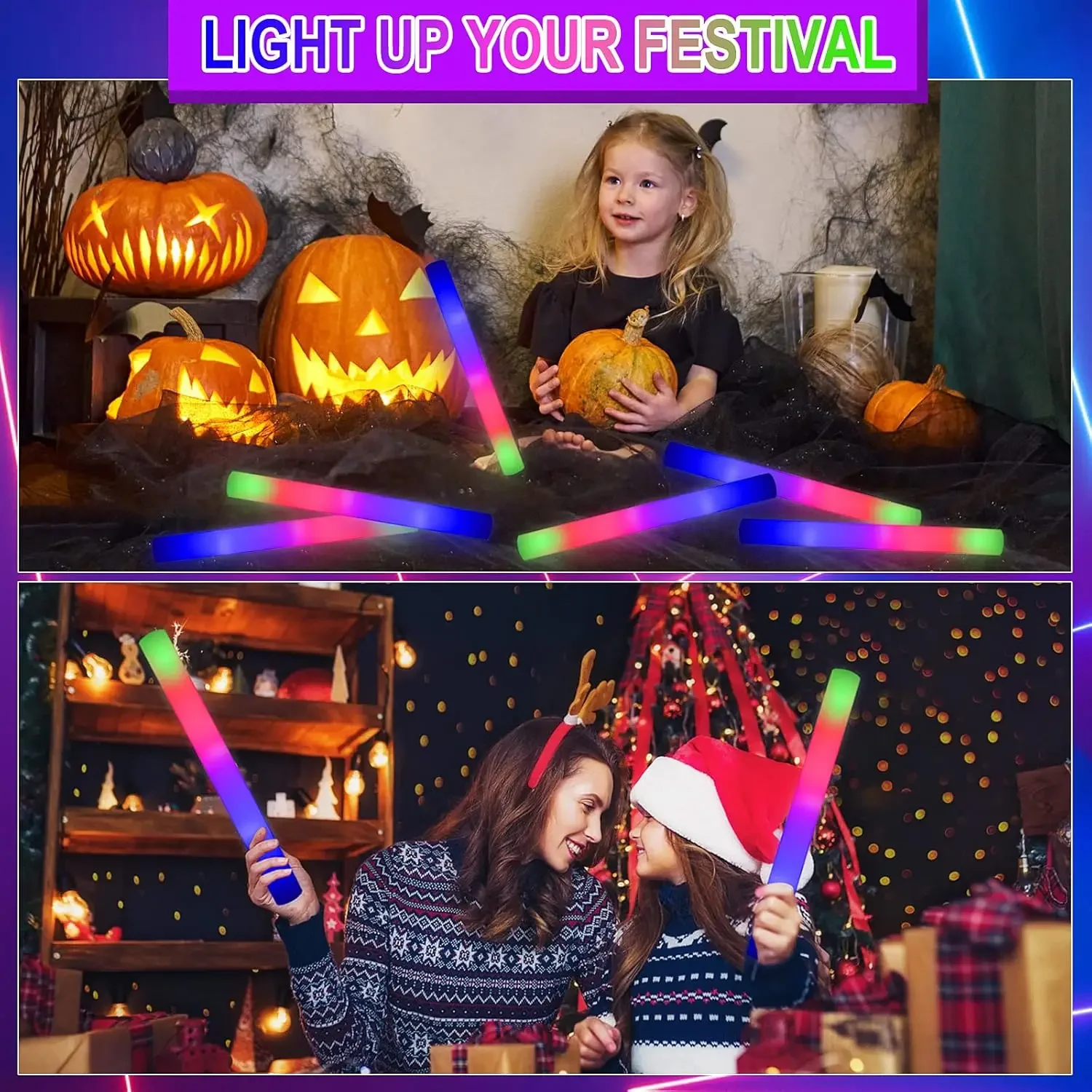 2Z-50 قطعة من عصي الإضاءة الرغ - مراجعة Flashing Led Foam Sticks Party وسعره