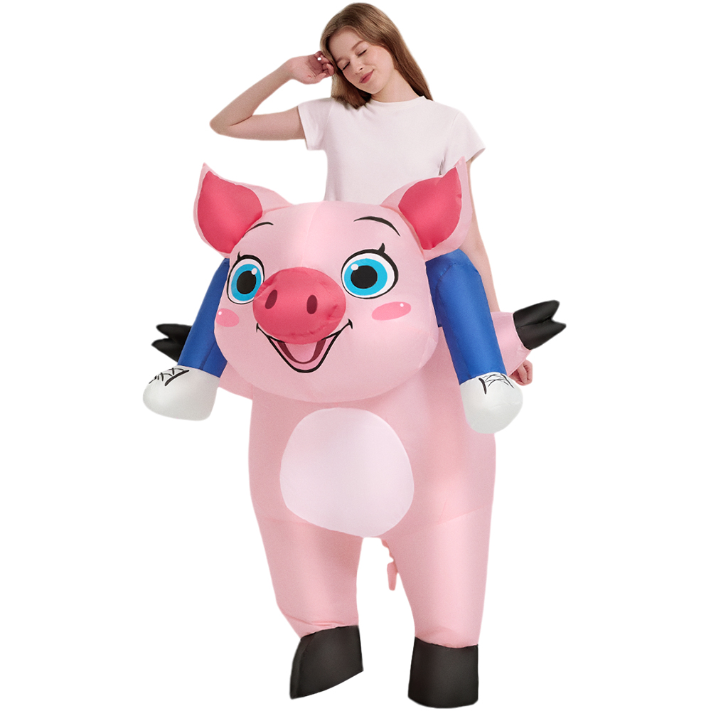 جديد الوردي نفخ خنزير زي الحيو - مراجعة Inflatable Dinosaur Costume Adult وسعره