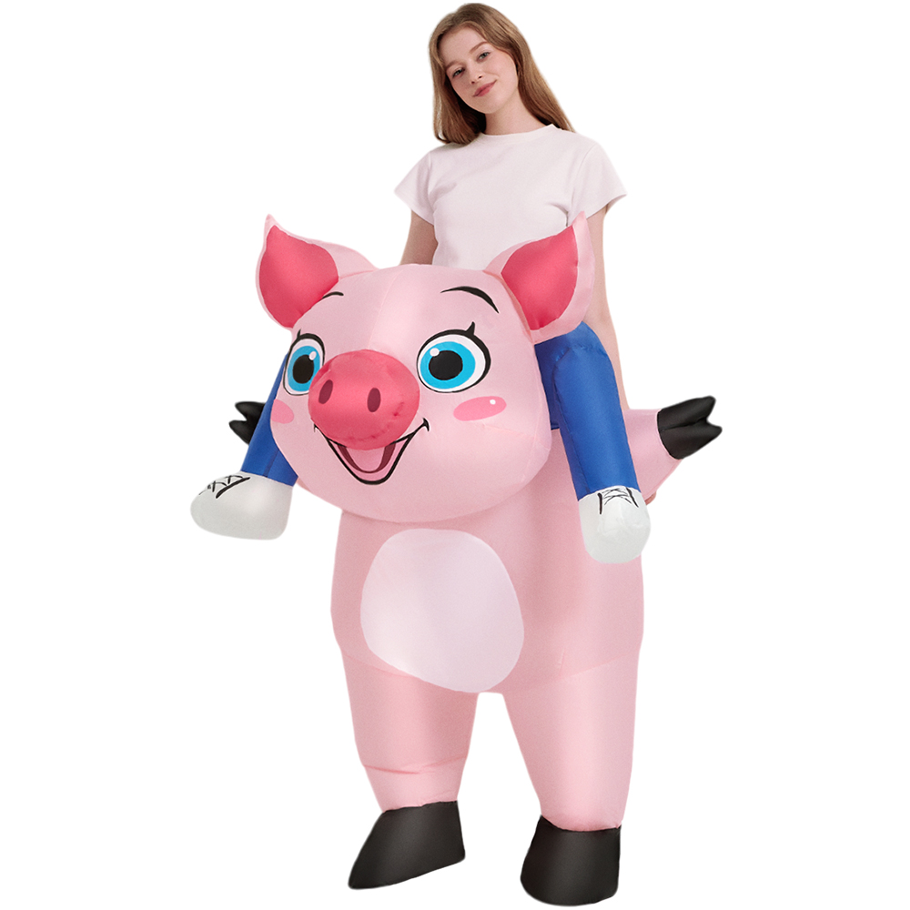 جديد الوردي نفخ خنزير زي الحيو - مراجعة Inflatable Dinosaur Costume Adult وسعره