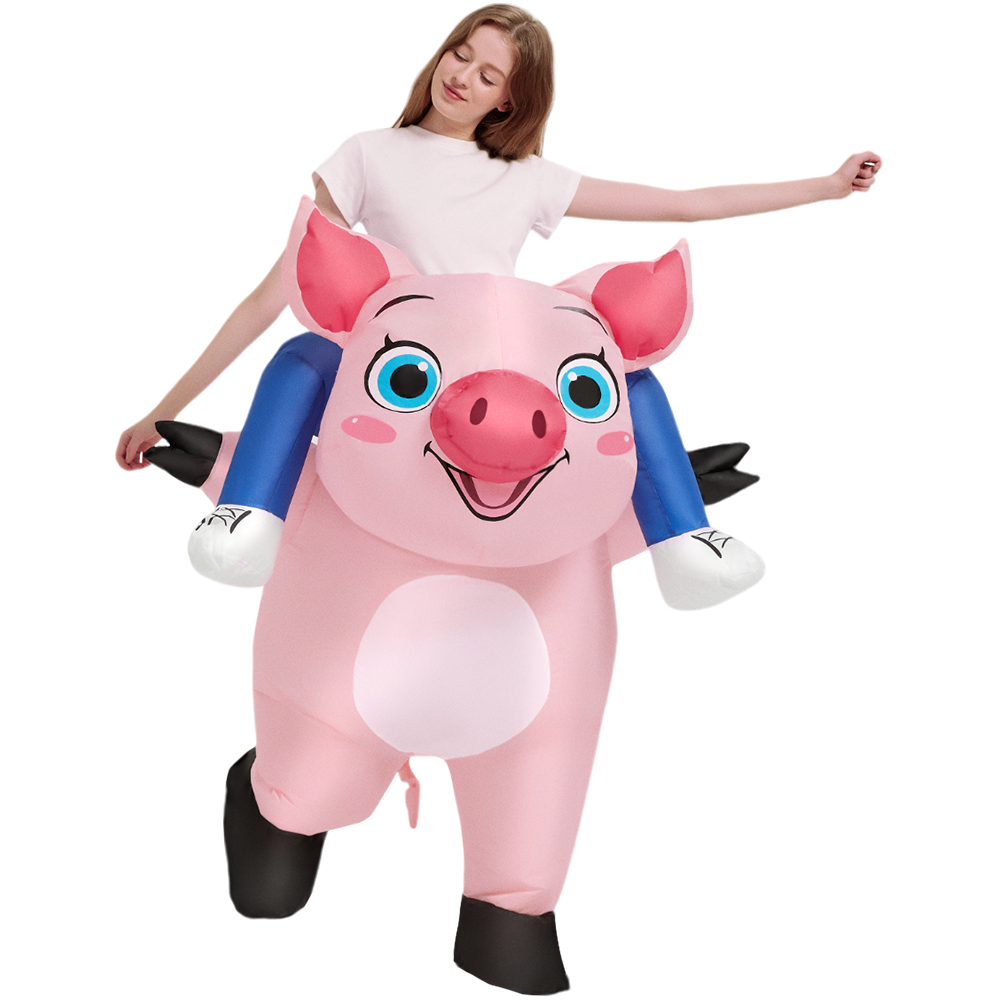 جديد الوردي نفخ خنزير زي الحيو - مراجعة Inflatable Dinosaur Costume Adult وسعره