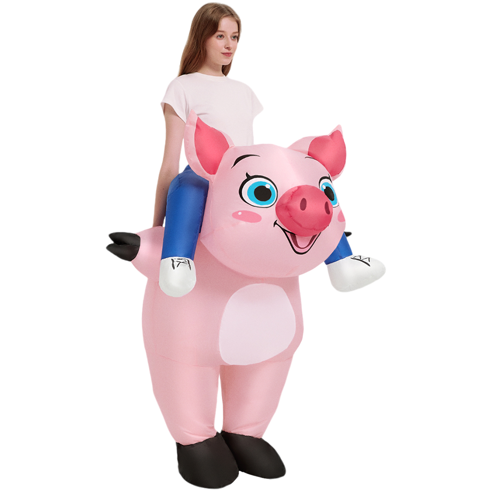 جديد الوردي نفخ خنزير زي الحيو - مراجعة Inflatable Dinosaur Costume Adult وسعره